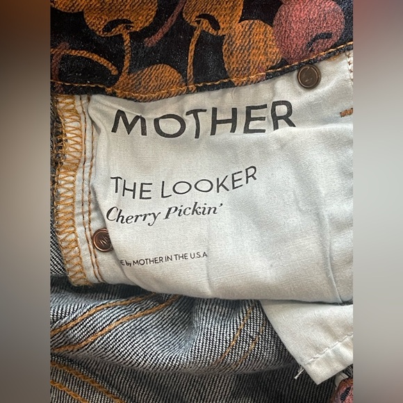 Mother Denim The Looker Cherry Pickin Red Blue Stretch Women’s Jeans Size 24 - Picture 10 of 11